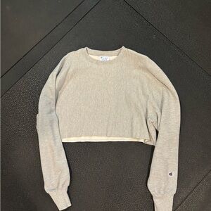 Champion Heather Gray Women's Long Sleeve Crop Top